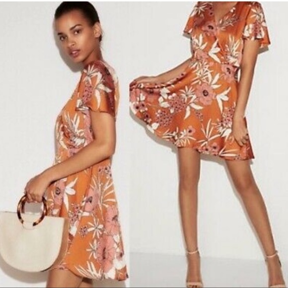 Express Dresses & Skirts - Express Floral Satin Fit and Flare Dress Size 2